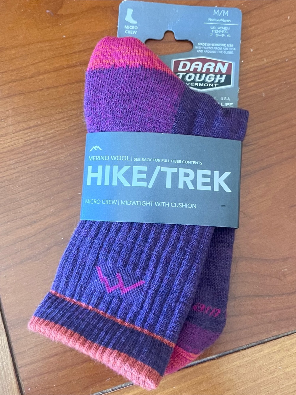 NWT Darn Tough Hike/Trek Merino Wool Crew Midweight Socks Plum Heather Women’s M